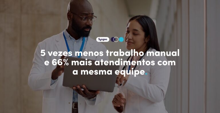5 vezes menos trabalho manual e 66% mais atendimentos com a mesma equipe